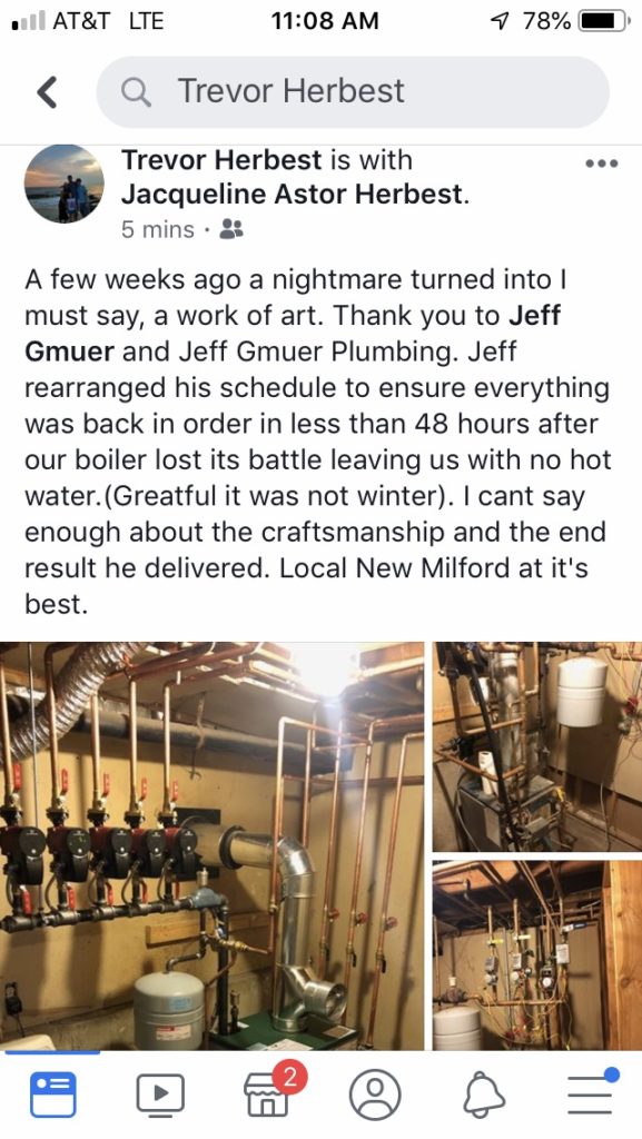 review Jeff Gmuer plumbing New Milford